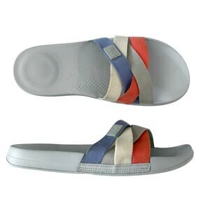 FitFlop iQushion Slides Size EU 42 US 10 Gray Cream Coral Lavender Sandal